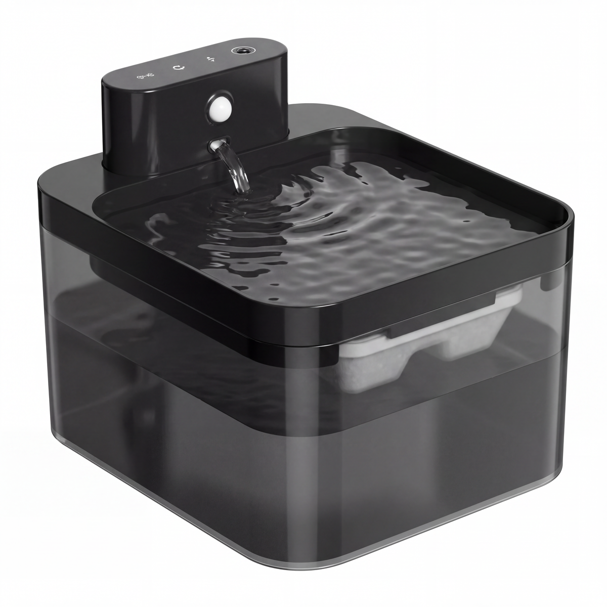 Fontaine à eau automatique sans fil 2,2 L pour chats, avec capteur infrarouge et batterie.