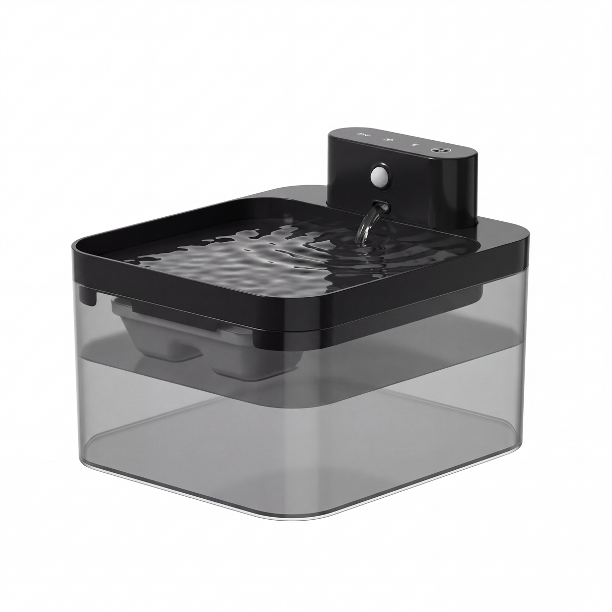 Fontaine à eau automatique sans fil 2,2 L pour chats, avec capteur infrarouge et batterie.