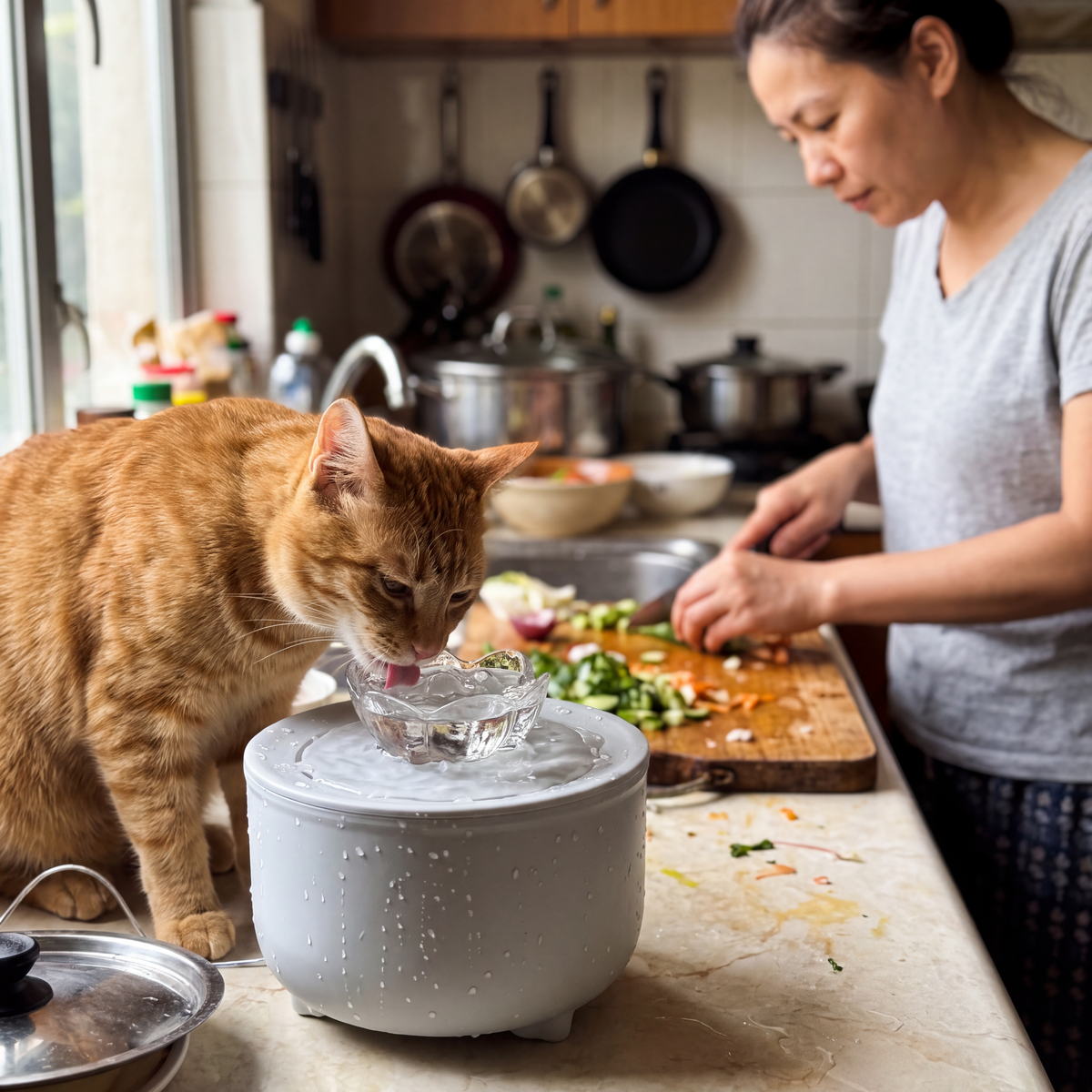 Fontaine à Eau Automatique pour Chat – 1,2 L avec 3 Débits
