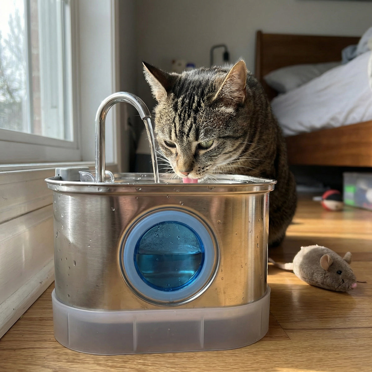 Chat buvant dans une fontaine à eau 3,2 L automatique