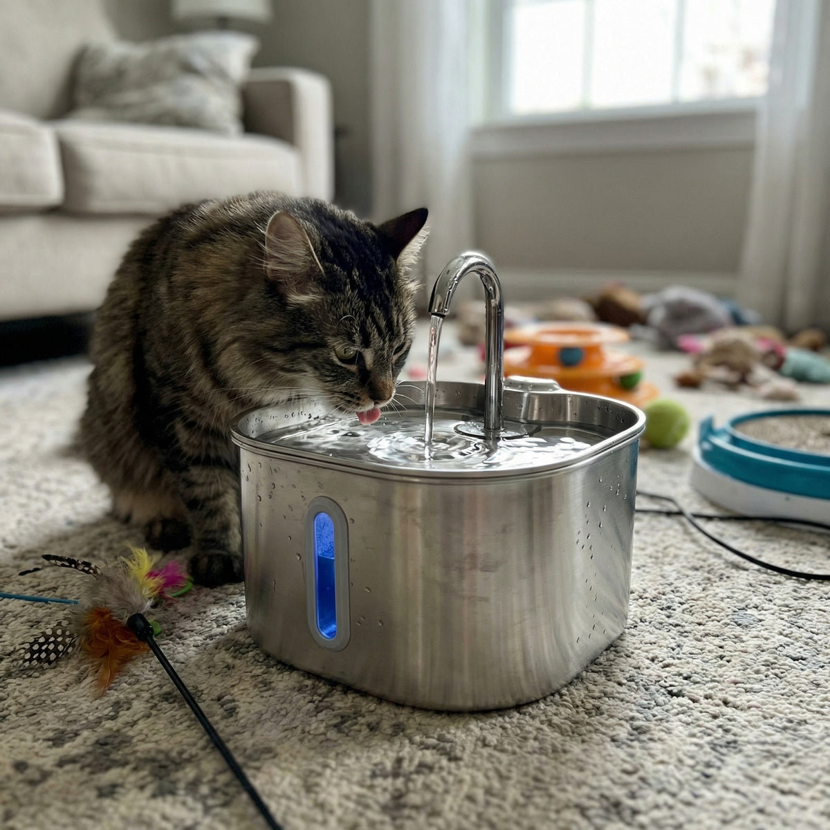 Chat buvant dans une fontaine à eau 2,2 L